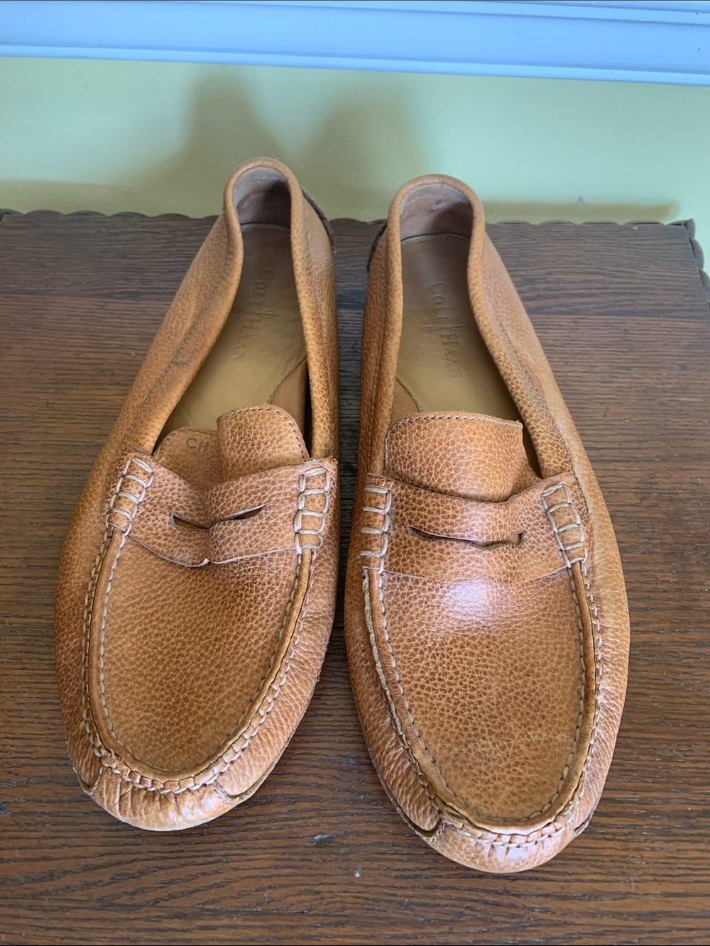 Cole Haan Size 10 M Men's Brown Pebbled Leather Penny Loafers